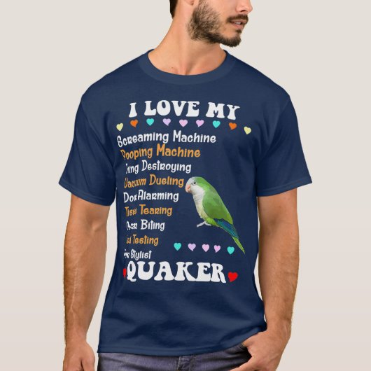 Funny Green Quaker Shirt I Love Quaker Parrot (Voorkant)