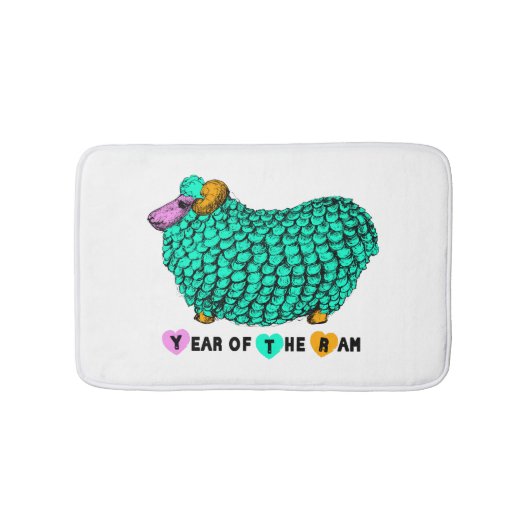 Funny Green Ram Chinese Year Zodiac Bath Mat (Voorkant)