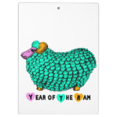Funny Green Ram Chinese Year Zodiac Clipboard Klembord (Achterkant)