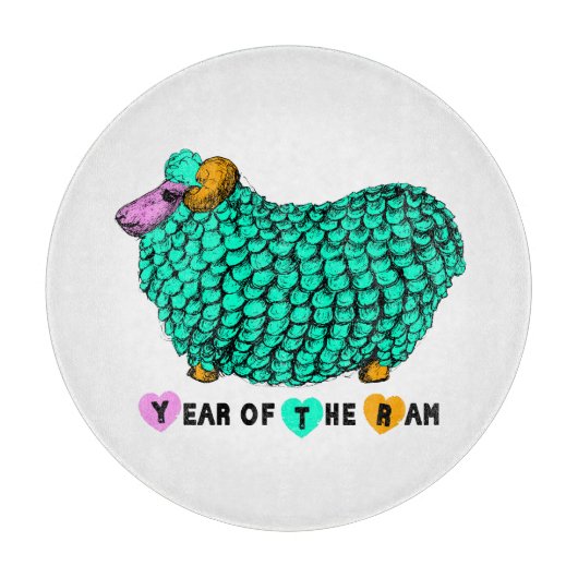Funny Green Ram Chinese Year Zodiac Cutting Board Snijplank (Voorkant)