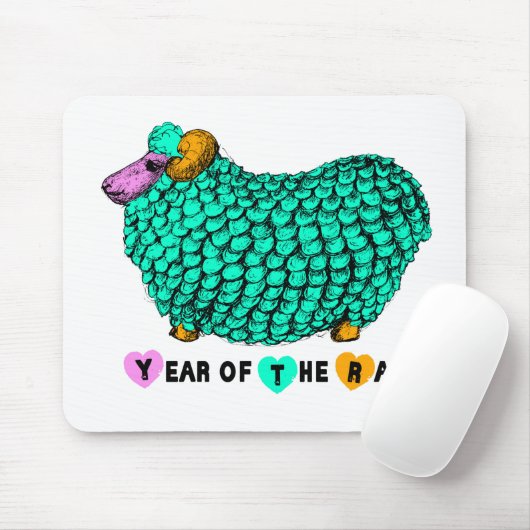 Funny Green Ram Chinese Year Zodiac Mousepad Muismat (Met muis)