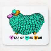 Funny Green Ram Chinese Year Zodiac Mousepad Muismat (Voorkant)