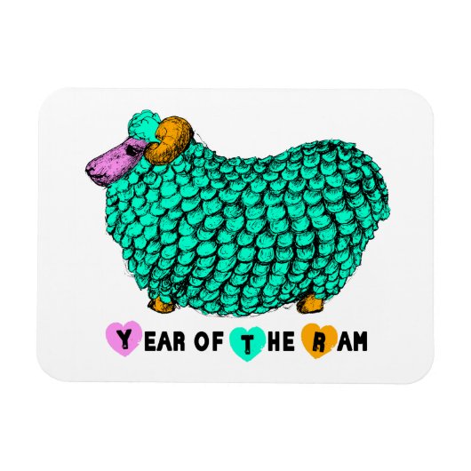 Funny Green Ram Chinese Year Zodiac P Magnet Magneet (Horizontaal)