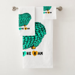 Funny Green Ram Chinese Year Zodiac Towel Set Bad Handdoek