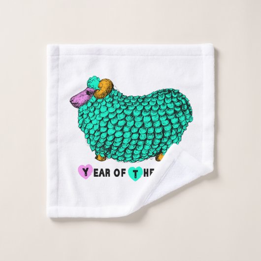 Funny Green Ram Chinese Year Zodiac Towel Set Bad Handdoek (Wasdoekje)