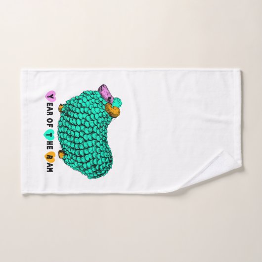 Funny Green Ram Chinese Year Zodiac Towel Set Bad Handdoek (Handdoek)
