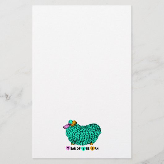 Funny Green Ram Chinese Year Zodiak Stationery Briefpapier (Voorkant)