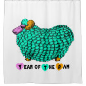 Funny green Ram Chinese Year Zodiawer C Douchegordijn (Voorkant)