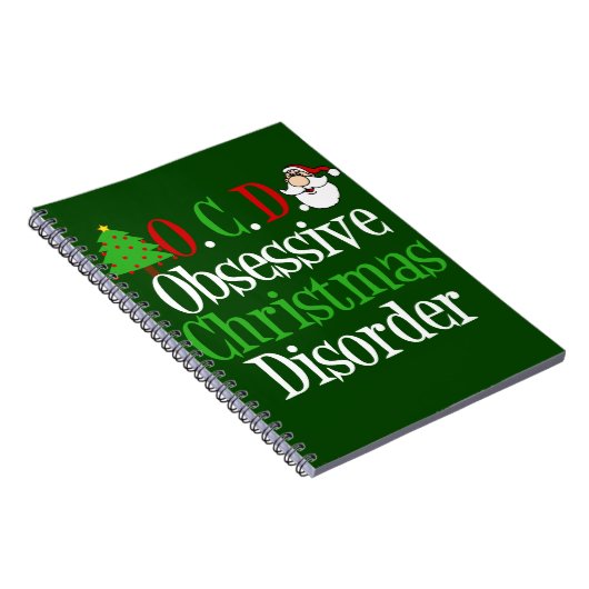 Funny Green Red Kerstmis geobsedeerd Notitieboek (Rechterzijde)