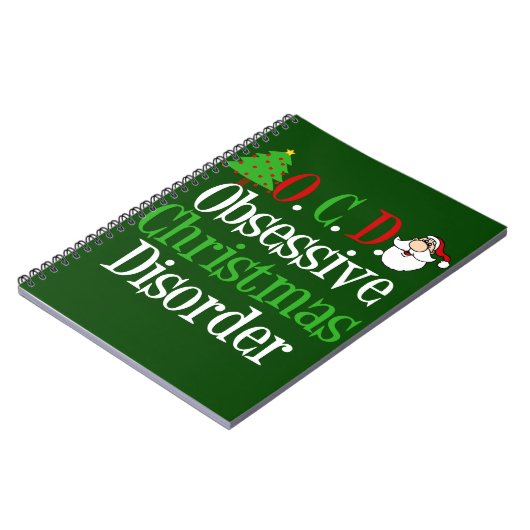 Funny Green Red Kerstmis geobsedeerd Notitieboek (Linkerzijde)