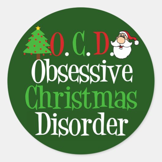 Funny Green Red Kerstmis geobsedeerd Ronde Sticker (Voorkant)