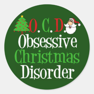 Funny Green Red Kerstmis geobsedeerd Ronde Sticker