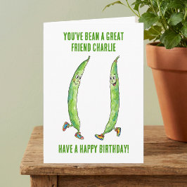 Funny Green Runner Bean Best Friend Birthday Kaart
