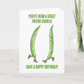 Funny Green Runner Bean Best Friend Birthday Kaart (Voorkant)