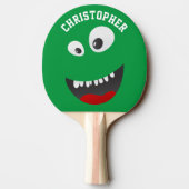 Funny Green Scary Face Novelty Personated Name Tafeltennisbatje (Achterkant)
