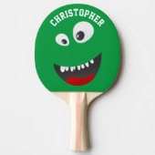 Funny Green Scary Face Novelty Personated Name Tafeltennisbatje (Voorkant)