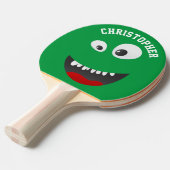 Funny Green Scary Face Novelty Personated Name Tafeltennisbatje (Voorkant Gekanteld)