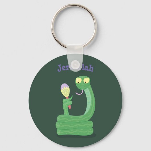 Funny green slang met maraca cartoon humor sleutelhanger (Voorkant)