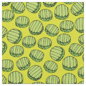 Funny Green Sliced Pickles Food Pattern Stof (Close Up)