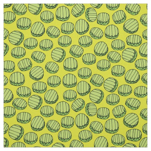 Funny Green Sliced Pickles Food Pattern Stof (Swatch)