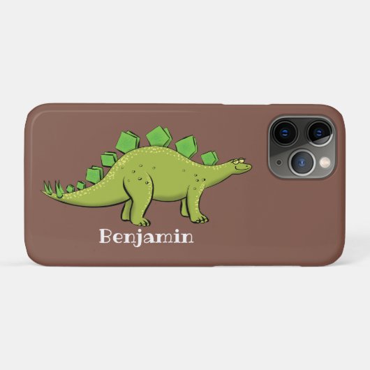 Funny green stegosaurus dinosaur cartoon Case-Mate iPhone case (Achterkant (horizontaal))