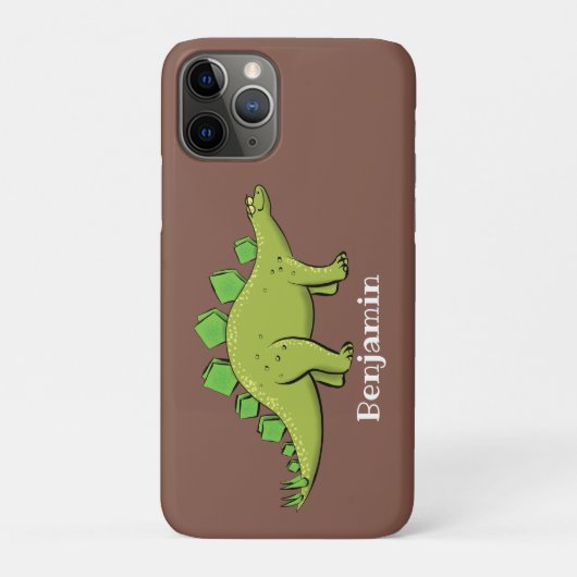 Funny green stegosaurus dinosaur cartoon Case-Mate iPhone case (Achterkant)