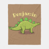 Funny green stegosaurus dinosaur cartoon fleece deken (Voorkant)