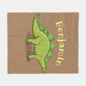 Funny green stegosaurus dinosaur cartoon fleece deken (Voorkant (Horizontaal))