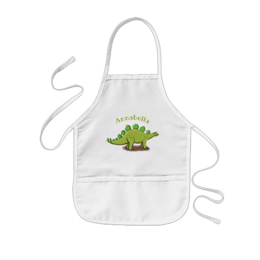Funny green stegosaurus dinosaur cartoon kinder schort (Voorkant)