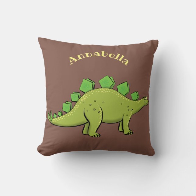 Funny green stegosaurus dinosaur cartoon kussen (Voorkant)