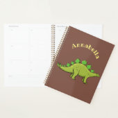 Funny green stegosaurus dinosaur cartoon planner (Display)