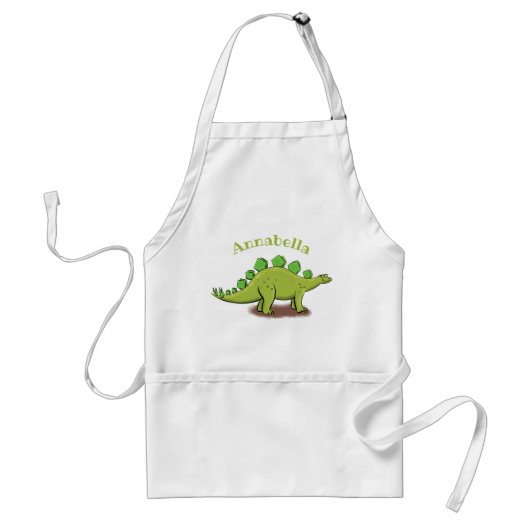 Funny green stegosaurus dinosaur cartoon standaard schort (Voorkant)