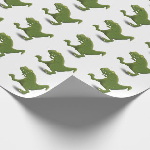 Funny green t rex dinosaur cartoon illustratie cadeaupapier