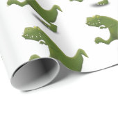 Funny green t rex dinosaur cartoon illustratie cadeaupapier (Rol Hoek)