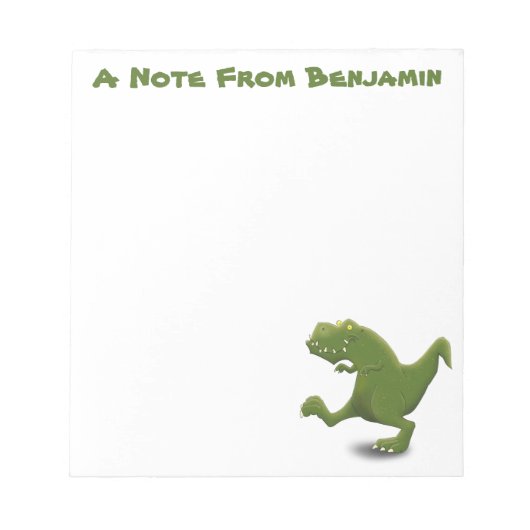 Funny green t rex dinosaur cartoon illustratie notitieblok (Voorkant)