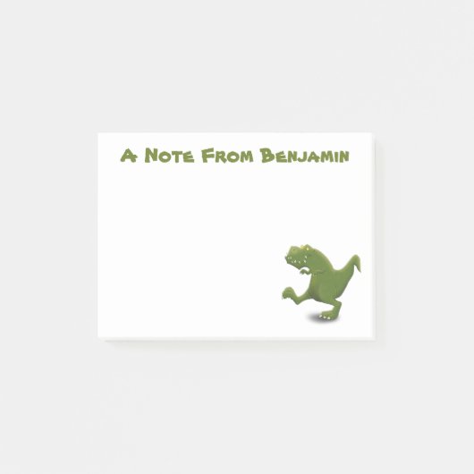Funny green t rex dinosaur cartoon illustratie post-it® notes (Voorkant)