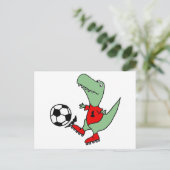 Funny Green T-rex Dinosaur die voetbal speelt Briefkaart (Staand voorkant)