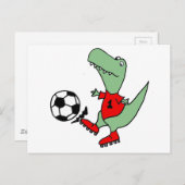 Funny Green T-rex Dinosaur die voetbal speelt Briefkaart (Voorkant / Achterkant)
