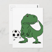 Funny Green T-rex Dinosaur die voetbal speelt Briefkaart (Voorkant / Achterkant)