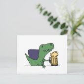 Funny Green T-Rex Dinosaur Drink Beer Briefkaart (Staand voorkant)