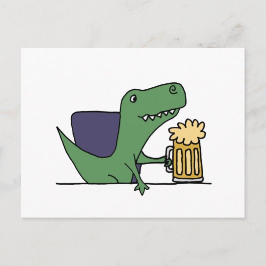 Funny Green T-Rex Dinosaur Drink Beer Briefkaart (Voorkant)