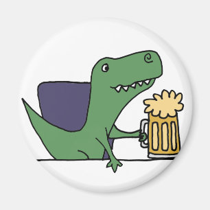 Funny Green T-Rex Dinosaur Drink Beer Magneet