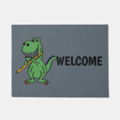 Funny Green T-rex Dinosaur-spelflute Deurmat (Voorkant)