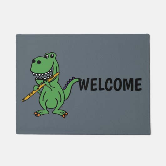 Funny Green T-rex Dinosaur-spelflute Deurmat (Voorkant)