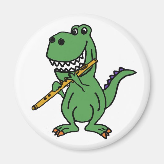 Funny Green T-rex Dinosaur-spelflute Magneet (Voorkant)