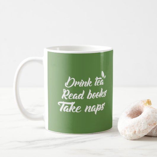 Funny Green Tea - Drink Tea Read Book Naps Koffiemok (Met donut)