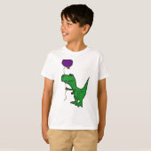 Funny Green Trex Dinosaur Holding ballon T-shirt (Voorkant volledig)