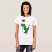 Funny Green Trex Dinosaur Holding ballon T-shirt (Voorkant volledig)
