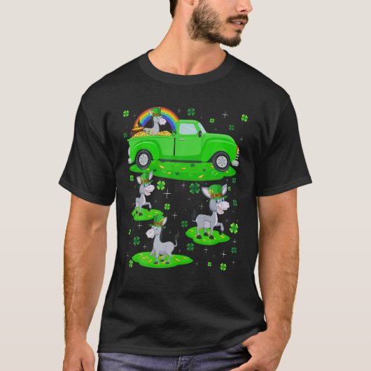 Funny Green Truck Leprechaun Pet Mule St. Patrick' T-shirt (Voorkant)