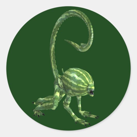 Funny Green Watermelon Monster Ronde Sticker (Voorkant)